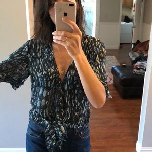 Sheer blue snakeskin print blouse